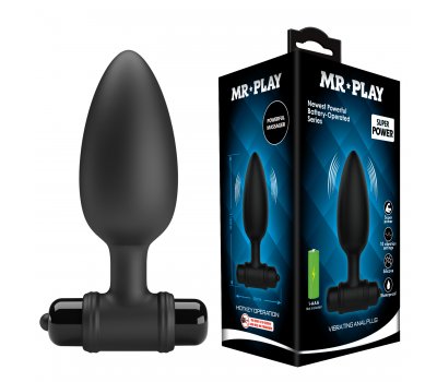 Анальная пробка черного цвета с вибрацией Mr.Play, 11,8 см, Ø 3,8 см Анальная пробка черного цвета с вибрацией Mr.Play, 11,8 см, Ø 3,8 см