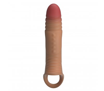 Удлиняющая насадка на пенис с вибрацией +4 см Penis Sleeve, мулат