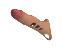 Удлиняющая насадка на пенис с вибрацией +4 см Penis Sleeve, мулат-foto5