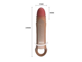 Удлиняющая насадка на пенис с вибрацией +4 см Penis Sleeve, мулат-foto7