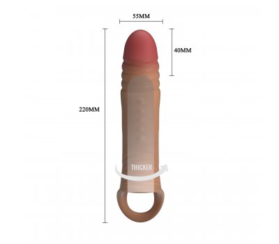 Удлиняющая насадка на пенис с вибрацией +4 см Penis Sleeve, мулат