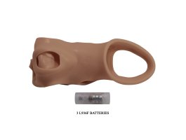 Удлиняющая насадка на пенис с вибрацией +4 см Penis Sleeve, мулат-foto8