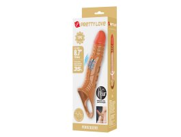 Удлиняющая насадка на пенис с вибрацией +4 см Penis Sleeve, мулат-foto2