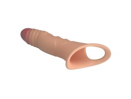 Удлиняющая насадка на пенис с вибрацией +4 см Penis Sleeve, телесный-foto6