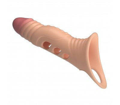 Удлиняющая насадка на пенис с вибрацией +4 см Penis Sleeve, телесный Удлиняющая насадка на пенис с вибрацией +4 см Penis Sleeve, телесный
