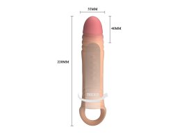 Удлиняющая насадка на пенис с вибрацией +4 см Penis Sleeve, телесный-foto4
