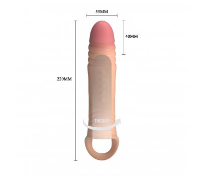 Удлиняющая насадка на пенис с вибрацией +4 см Penis Sleeve, телесный Удлиняющая насадка на пенис с вибрацией +4 см Penis Sleeve, телесный