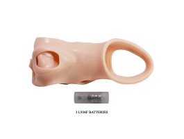 Удлиняющая насадка на пенис с вибрацией +4 см Penis Sleeve, телесный-foto3