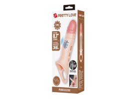 Удлиняющая насадка на пенис с вибрацией +4 см Penis Sleeve, телесный-foto2