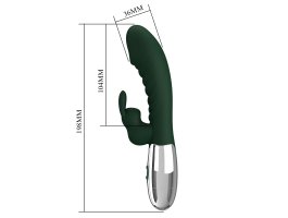 Перезаряжаемый вибратор с клиторальным отростком Naughty Bunny, 19,8 см, Ø 3,6 см, красный-foto6