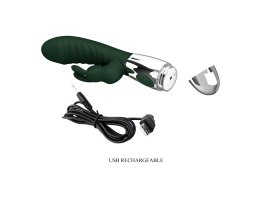 Перезаряжаемый вибратор с клиторальным отростком Naughty Bunny, 19,8 см, Ø 3,6 см, красный-foto5