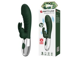 Перезаряжаемый вибратор с клиторальным отростком Naughty Bunny, 19,8 см, Ø 3,6 см, красный