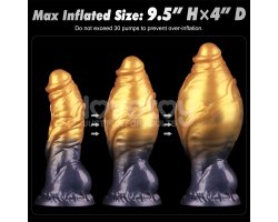 Надувной фаллоимитатор для фистинга со съемной грушей Dual Density Silicone Inflatable Dildo, 19 см, Ø 4,5 см-foto11