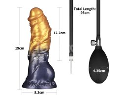 Надувной фаллоимитатор для фистинга со съемной грушей Dual Density Silicone Inflatable Dildo, 19 см, Ø 4,5 см-foto13