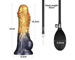Надувной фаллоимитатор для фистинга со съемной грушей Dual Density Silicone Inflatable Dildo, 21 см, Ø 5 см-foto14