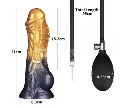 Надувной фаллоимитатор для фистинга со съемной грушей Dual Density Silicone Inflatable Dildo, 21 см, Ø 5 см Надувной фаллоимитатор для фистинга со съемной грушей Dual Density Silicone Inflatable Dildo, 21 см, Ø 5 см