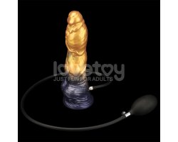 Надувной фаллоимитатор для фистинга со съемной грушей Dual Density Silicone Inflatable Dildo, 25 см, Ø 5,6 см-foto3