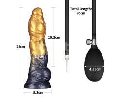Надувной фаллоимитатор для фистинга со съемной грушей Dual Density Silicone Inflatable Dildo, 25 см, Ø 5,6 см-foto3