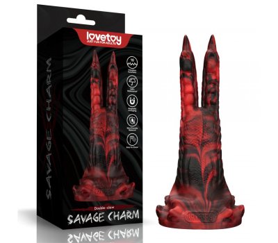 Вибратор в форме лапы с двумя пальцами Savage Charm Double-Claw черно-красный Вибратор в форме лапы с двумя пальцами Savage Charm Double-Claw черно-красный