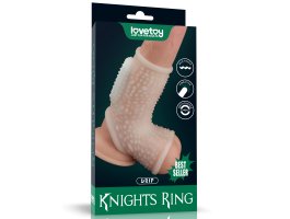 Насадка с вибрацией и бандаж на мошонку Vibrating Drip Knights Ring, белая, Ø 3,8 - 4,8 см Насадка с вибрацией и бандаж на мошонку Vibrating Drip Knights Ring, белая, Ø 3,8 - 4,8 см