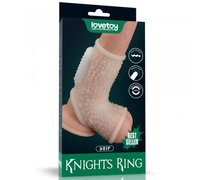 Насадка с вибрацией и бандаж на мошонку Vibrating Drip Knights Ring, белая, Ø 3,8 - 4,8 см Насадка с вибрацией и бандаж на мошонку Vibrating Drip Knights Ring, белая, Ø 3,8 - 4,8 см