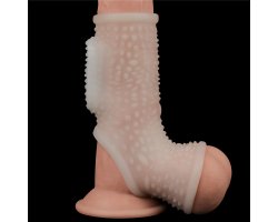 Насадка с вибрацией и бандаж на мошонку Vibrating Drip Knights Ring, белая, Ø 3,8 - 4,8 см-foto8