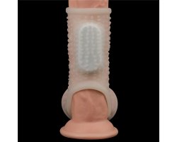 Насадка с вибрацией и бандаж на мошонку Vibrating Drip Knights Ring, белая, Ø 3,8 - 4,8 см-foto4