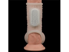 Насадка с вибрацией и бандаж на мошонку Vibrating Drip Knights Ring, белая, Ø 3,8 - 4,8 см-foto4