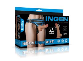 Страпон на ремнях с вибрацией Lovetoy Enhanced, телесный, 22 см, Ø 4,5 см