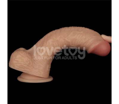 Страпон на ремнях с вибрацией Lovetoy Enhanced, телесный, 22 см, Ø 4,5 см