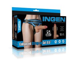 Страпон на ремнях с вибрацией Lovetoy Enhanced, телесный, 23,6 см, Ø 5,1 см