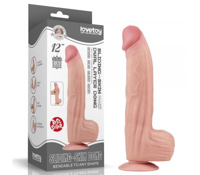 Реалистичный фаллоимитатор на присоске King Sized Sliding Skin Dual Layer Dong, 31 см, Ø 6,2 см