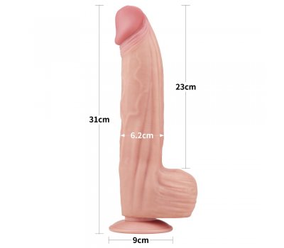Реалистичный фаллоимитатор на присоске King Sized Sliding Skin Dual Layer Dong, 31 см, Ø 6,2 см