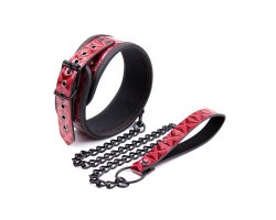 Дизайнерский красный ошейник на поводке Luxury Fetish-foto2