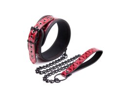 Дизайнерский красный ошейник на поводке Luxury Fetish-foto2